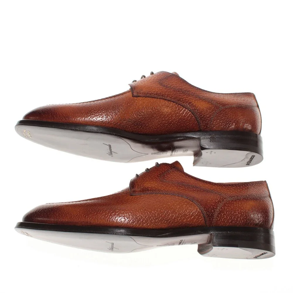 Di Bianco NWB Derby Dress Shoes Size 42.5 (US 9.5) in Brown Peccary Leather